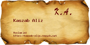 Kaszab Aliz névjegykártya